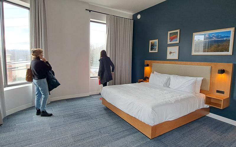 Megan Horn/The Clayton Tribune.  A view of one of the third floor rooms in the Bridge Creek Inn. Community members got a chance to tour the newly-opened hotel during the Open House Nov. 25.