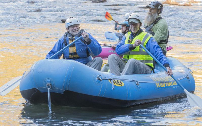 Submitted photo. Jim Wentworth and Jon Jones lead a team downstream with Wildwater Guide Alan Dossler.