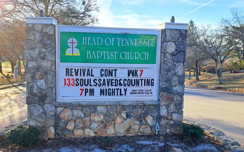 Megan Horn/The Clayton Tribune. The sign on the church property keeps a count of the number of lives that have been saved.