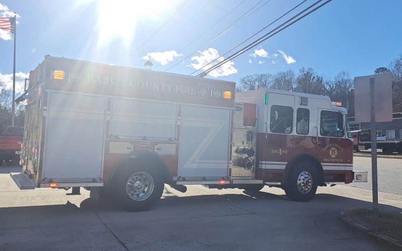 Megan Horn/The Clayton Tribune. Engine 1 responds to a call in the county.
