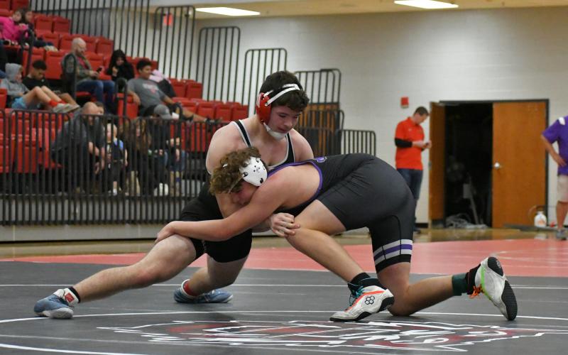 Wade Cheek/The Clayton Tribune. RCHS Grappler Justin Cody.