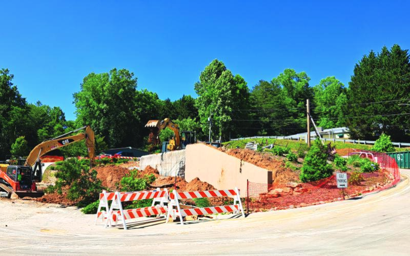 File photo/Megan Horn/The Clayton Tribune. Tom Adams Construction, of Rabun Gap, works to demolish the Rabun County Golf Club building in June 2023. The building was demolished after the strength of the building was compromised following a Dec. 23, 2021, structure fire.