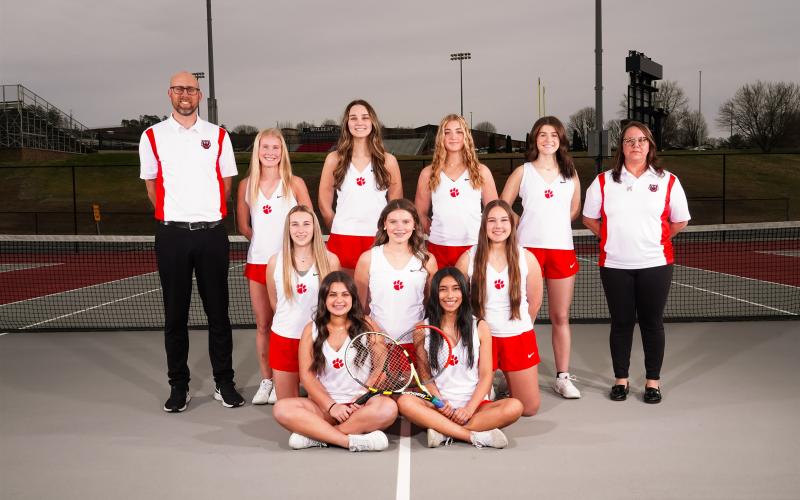 Submitted. The Rabun County girls tennis team includes Aryn Barnett, Lucy Hood, Melanie Gamboa, Abby Sego, Lucy Maney, Ruby Richardson, Genesis Figueroa, Libby Lewis, Caroline Marshall, Gracie Dunn, Emma Krivsky, Addybeth Owens, Ella Weber, Sophie Hill, Addison Patton, Sophie Provance and Amanda Ragsdale. RCHS is coached by head coach Bryan Getty and assistant coach Jennifer Ramey.