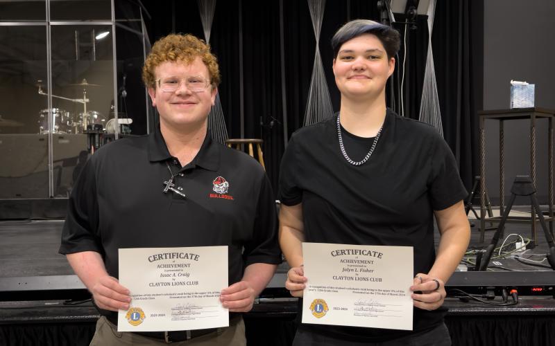 Pictured are 12th Grade Scholars Issac A. Craig and Jalyn L. Fisher. Not pictured are Quetzaly Diaz Ordaz; Molly E. Mazarky; Molly A. Upchurch; Itzia A. Vasquez Ramos.