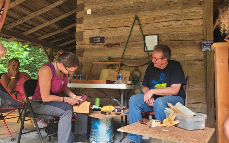 Megan Horn/The Clayton Tribune. Flintknapping, a skill that has been around for thousands of years, is a term used to describe forming tools and weapons from stone. Jim Enloe will be instructing Heritage Skills Classes at Foxfire over the next several months.