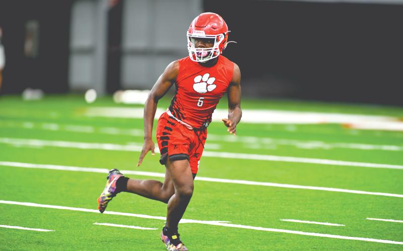 Wade Cheek/The Clayton Tribune. Wildcat football linebacker Jakaden Shiflet provides coverage on defense during one of Rabun County’s four games that the Wildcats played on Thursday, June 20.