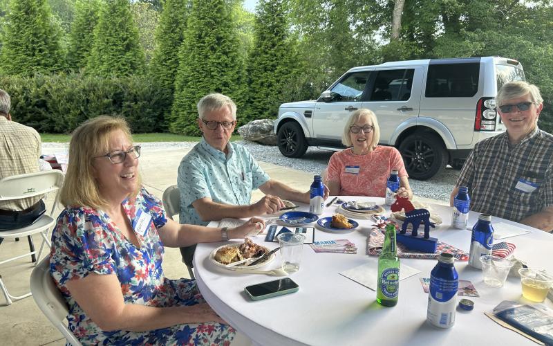 Photos courtesy of Rabun County Democrats. Nan and Rick O’Hara enjoy the festivities at the 6th annual Blue BBQ with Kathy and Marcus Booker at the June 15 fundraising event held at the Rabun County Pavilions.