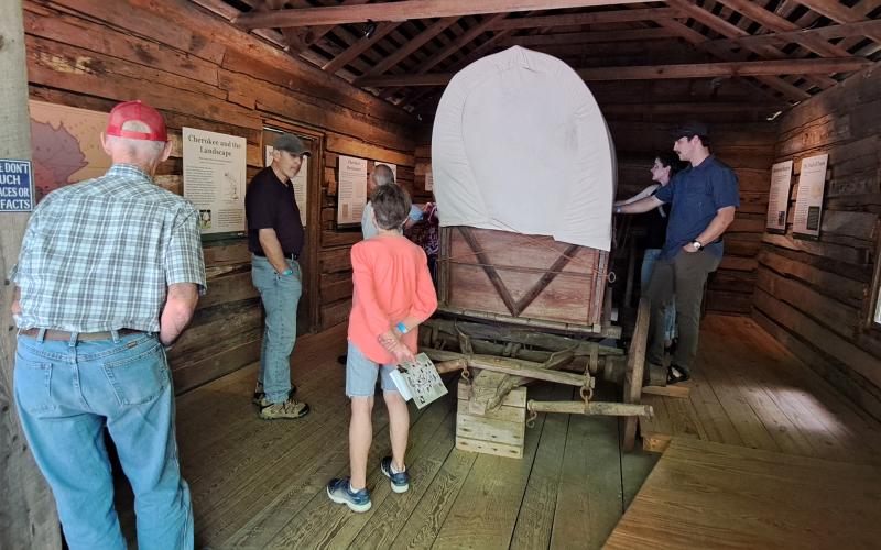 Megan Horn/The Clayton Tribune. Event-goers learn about Appalachian culture at the Wagon Shed during the Foxfire Heritage Days event last weekend. The June 7 and 8 event in Mountain City marked the 50th anniversary of the start of the Foxfire Museum.