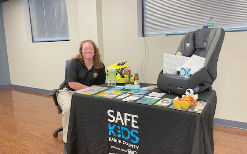 Submitted photo. Safe Kids Rabun Coordinator Lisa Thompson gives a public health talk and provides information on car seat safety at the Rabun County Health Department.