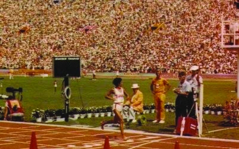 Submitted. Competing for her home nation of Peru, Ena Weinstein completes the first-ever women’s marathon during  the 1984 Los Angeles Olympics.