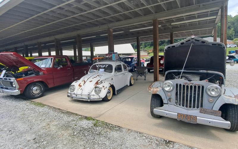 Megan Horn/The Clayton Tribune. Numerous cars and some motorcycles were on display during  the Aug. 17 Rockin’ Mountain Motor Show held in Clayton. These unique vehicles are some of many that owners showed off during the event.