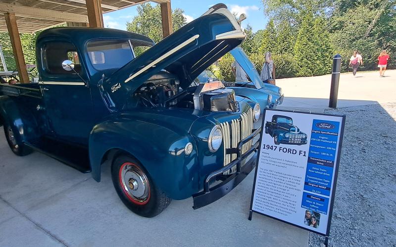 Megan Horn/The Clayton Tribune. This 1947 Ford F1 was featured during the Rockin’ Mountain Motor Show. Owned by Marc and Sherri LaRose, it has a 239 CID Flathead V8 engine.