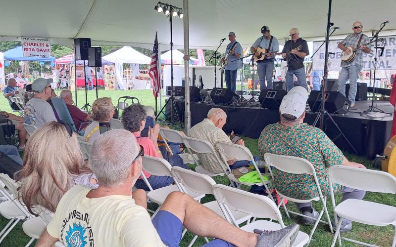 Megan Horn/The Clayton Tribune.  Doug Flowers Band performs during the 27th Dillard Bluegrass Benefit Festival Aug. 2 and 3.