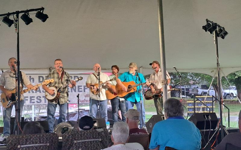Megan Horn/The Clayton Tribune. The Foxfire Boys performed for crowds last weekend during the 27th Dillard Bluegrass Benefit Festival.