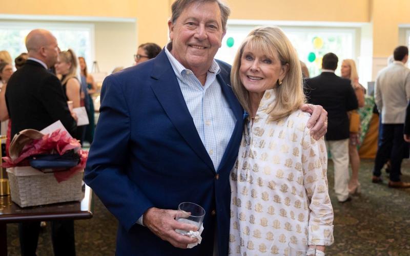 Submitted photo. Steve Gilliam, Rabun Gap board member and Class of 1966 alumnus, and his wife Susan at the Green &amp; Gold Gala at Rabun Gap-Nacoochee School.