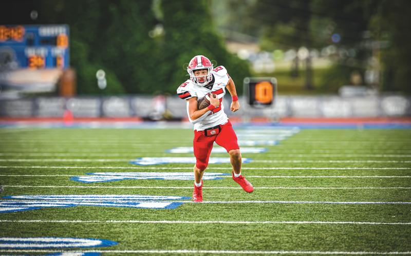 Wade Cheek/The Clayton Tribune. Wildcat running back Reid Giles finds open space during Rabun County’s 28-7 loss to Fannin County on Friday, Aug. 23.