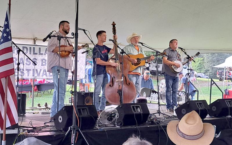 Megan Horn/The Clayton Tribune. Bluegrass band Shannon Slaughter was the headliner for the main stage on Friday, Aug. 2 during the 27th Dillard Bluegrass Benefit Festival. Many people enjoyed the music during the weekend.