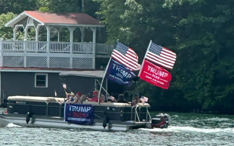 Submitted photo. More than 50 boats and 500 had a blast participating in the Trump Armada on Lake Burton July 27.