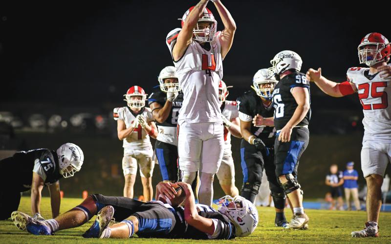 Wade Cheek/The Clayton Tribune. RCHS junior linebacker and running back Noah English had seven tackles and a forced safety to help Rabun County defeat Banks County 31-9 on Friday, Sept. 20. RCHS is now 4-1 and are 1-0 in region play.