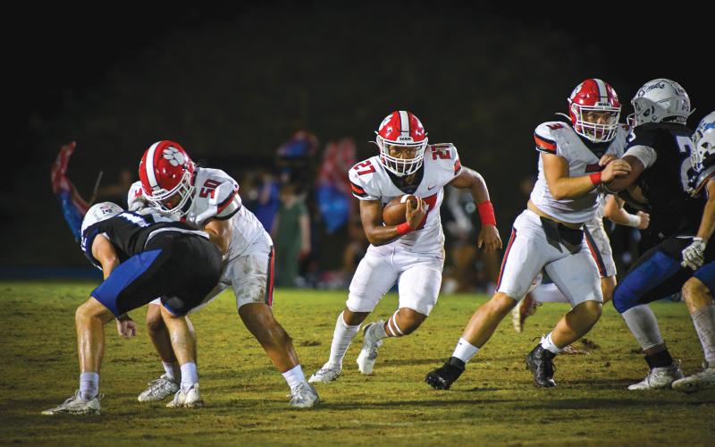 Wade Cheek/The Clayton Tribune. Rabun County junior Shaun (Tonka) Fruster totaled 32 yards on the ground on six carries during the Wildcats’ 31-9 win over Banks County on Friday, Sept. 20.