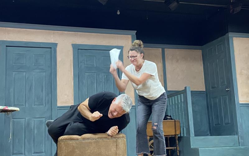 Submitted photo. Matthew Johnson and Rebecca Bilbrey perform a scene from “Moon Over Buffalo” that will be performed in Dillard in October.