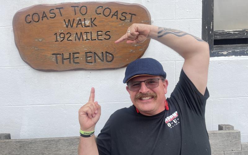 Local firefighter Chuck Bray hiked 192 miles to raise awareness for the mental health of first responders during the Coast to Coast Walk in Northern England.