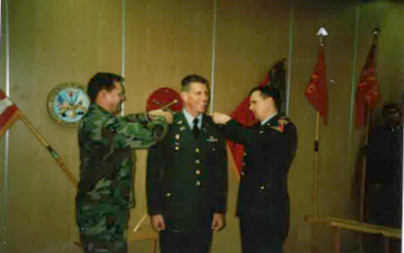 Submitted. Army veteran Jon Jones received a promotion in March of 1989. Jones retired as a Major after 20 years of military service. Below: Gary Cantwell served in the United States Army. He was deployed overseas to Vietnam in October of 1968 and returned in 1969.