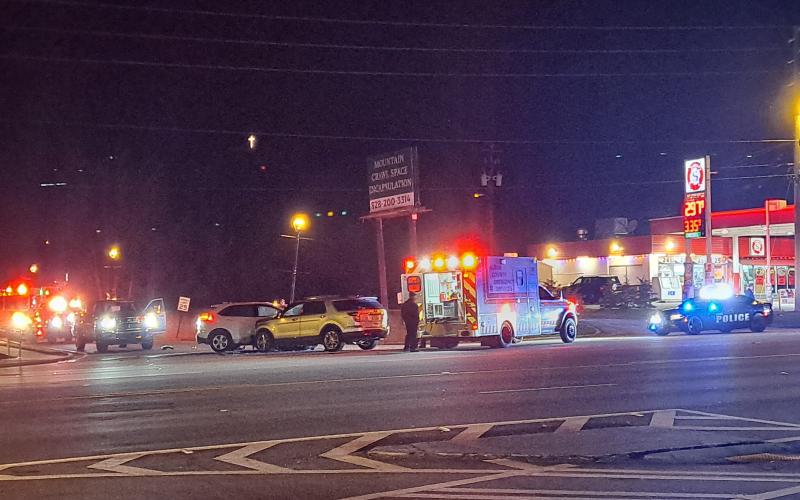 Megan Horn/The Clayton Tribune. Emergency vehicles block a portion of Ramey Boulevard on Nov. 17 as personnel work a three-vehicle crash with possible injuries.