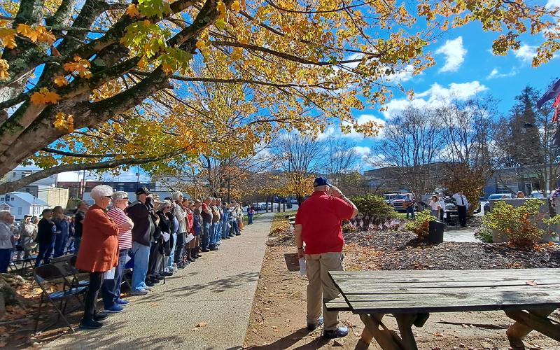 Megan Horn/The Clayton Tribune. Crowds of people attended the annual Veterans Day event in front of the Rabun County Courthouse Nov. 11.