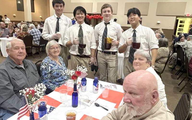 Photo courtesy of Forward Rabun/Rabun County Chamber of Commerce.  Rabun Gap-Nacoochee School students served veterans and their families during the 25th annual Veterans Appreciation Dinner on Thursday, Nov. 7. Hundreds and veterans attended the annual patriotic event.