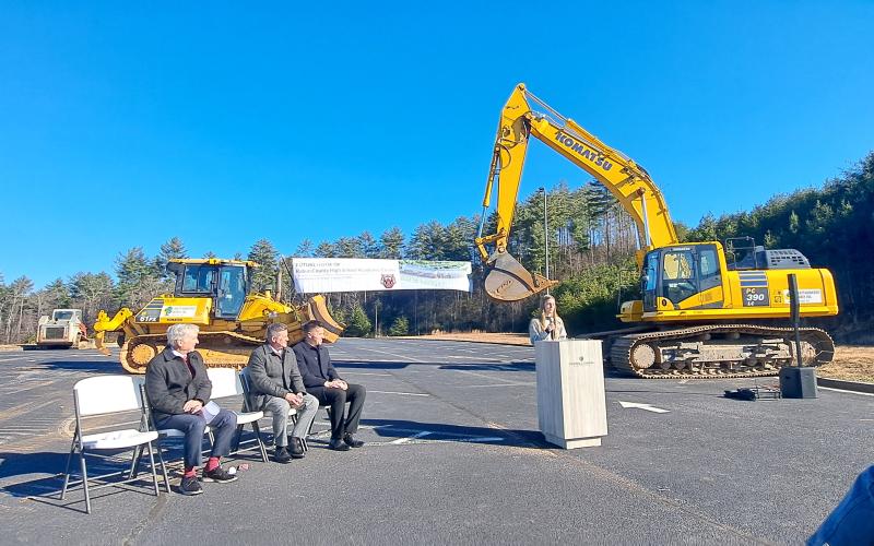 Megan Horn/The Clayton Tribune. Bailey Weber, sophomore in the Class of 2027, speaks at the groundbreaking Jan. 2.