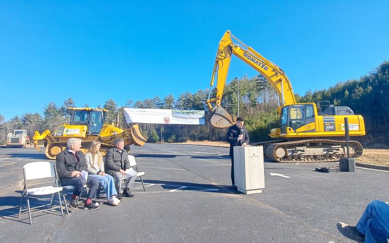 Megan Horn/The Clayton Tribune. RCHS Principal Justin Spillers speaks at the Jan. 2 groundbreaking for the new RCHS Academic Center.