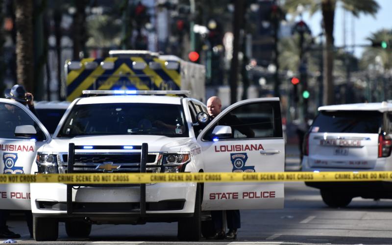 Wade Cheek/The Clayton Tribune. Louisiana State Police and local New Orleans agencies blocked the French Quarter's Bourbon Street as well as its intersection with Canal Street. Multiple explosive devices were found in the area and rendered safe. 