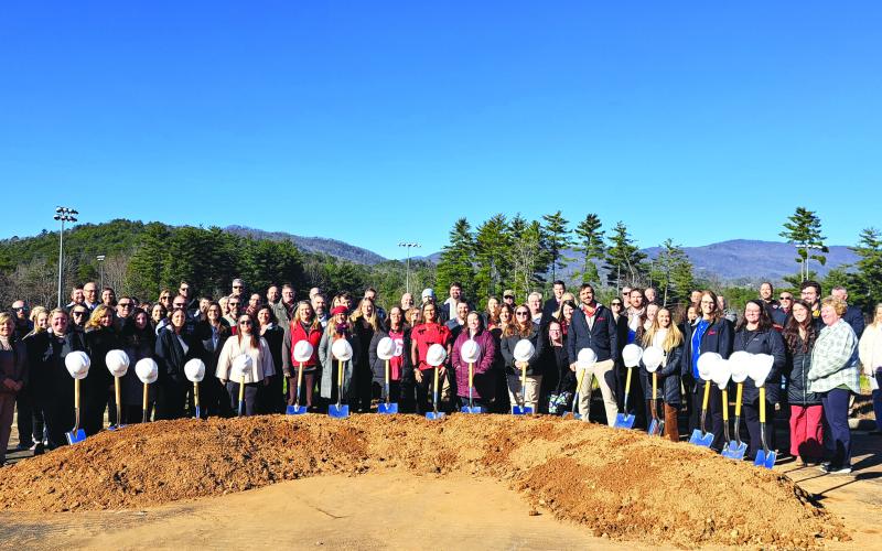 Megan Horn/The Clayton Tribune. The official groundbreaking of the new Rabun County High School (RCHS) Academic Center was on Jan. 2. School board members, administrators and faculty and staff attended the groundbreaking. Community members, public officials and District 10 State Rep. Victor Anderson also were in attendance at the event.