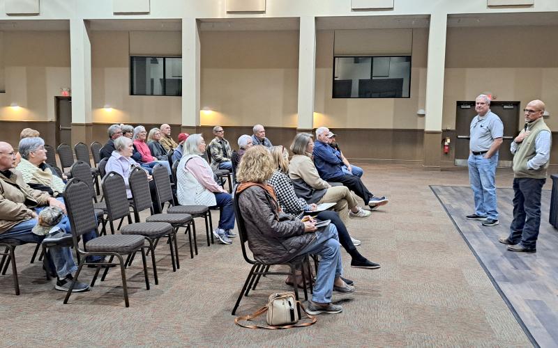 Megan Horn/The Clayton Tribune. Community members attended a public forum hosted by Rabun County Commissioners Scott Crane and Kent Woerner to gauge opinion and share information about HB 581.
