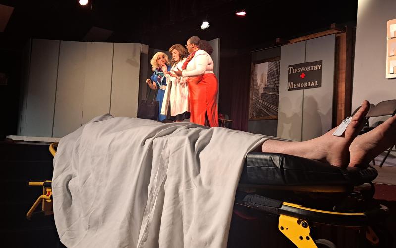 Megan Horn/The Clayton Tribune. Violet Newstead, Doralee Rhodes and Judy Bernly work at Consolidated Industries and have all fantasized about giving their boss the boot. But fantasy becomes too close to reality as a situation arises that the women must get themselves out of.