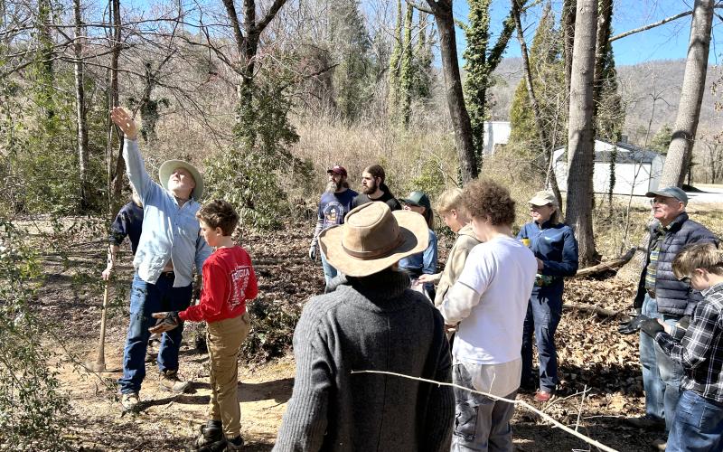 Submitted photo. Headwaters Master Gardeners, Boy Scout Troop 6, Chattooga Conservancy, and other Clayton citizens worked to remove invasive species and clean up Stekoa Creek Park on Sunday, March 2.