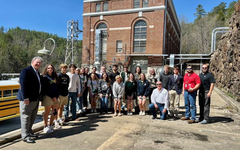 Submitted photo. Members of Forward Rabun’s Youth Leadershp spend time and tour Rabun’s Mathis Dam.