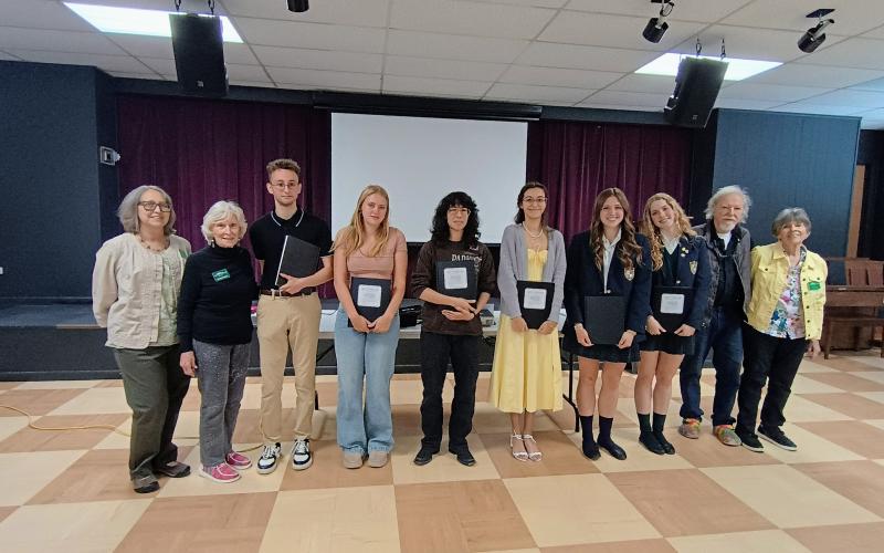 Megan Horn/The Clayton Tribune. Scholarship students include Zuri Renken at Rabun Gap-Nacoochee School; Matthew Rivera at Rabun Gap-Nacoochee School; Raegan Duncan at Tallulah Falls School; Marina Dumas at Tallulah Falls School; Samantha Cedillo at Rabun County High School; and Jaimee Scott at Habersham Central High School. Scholarship Committee members include Chairman Penny Bradley, Kathy Beehler, Dietrich Hoecht, and Helen Rogers.