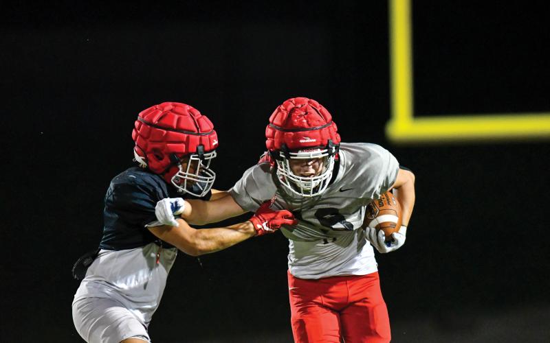 Wade Cheek/The Clayton Tribune. The Rabun County football team split into two teams, dueling each other in this year’s spring game on Friday, May 16.