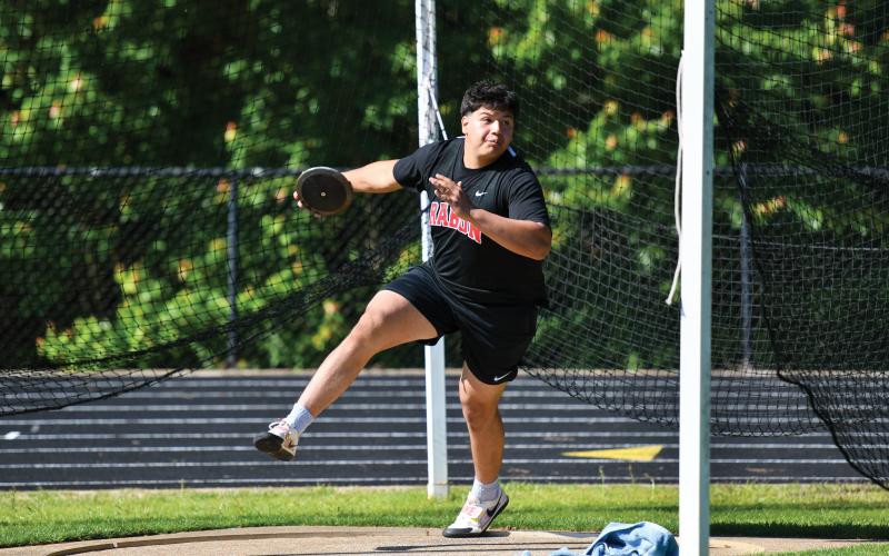 Wade Cheek/The Clayton Tribune. Rabun County junior JP Lopez completed a shot put throw of 155-03, good enough for second place in the state track and field meet in Rome, Ga., on Friday, May 9, and Saturday, May 10.