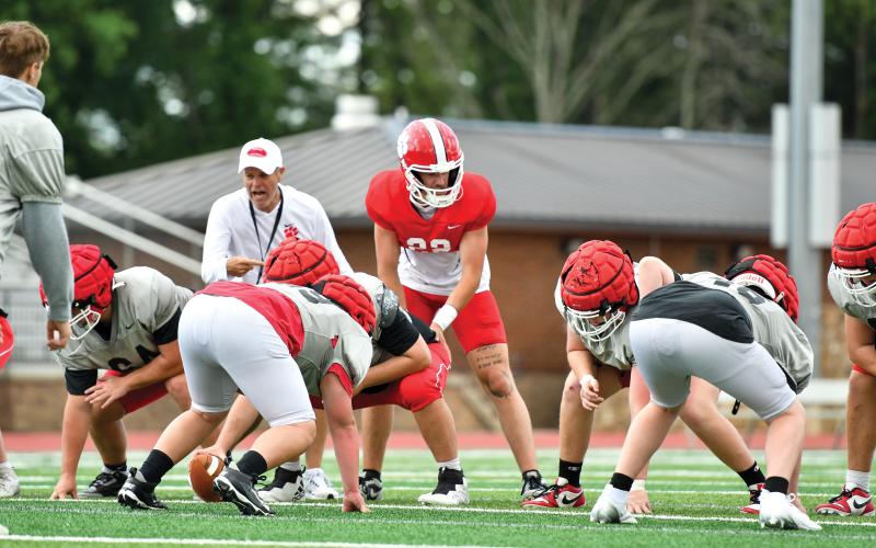 Wade Cheek/The Clayton Tribune. Rabun County head coach Rance Gillespie and his staff have made it a priority to simulate intense adversity during the Wildcats’ recent spring football practices.