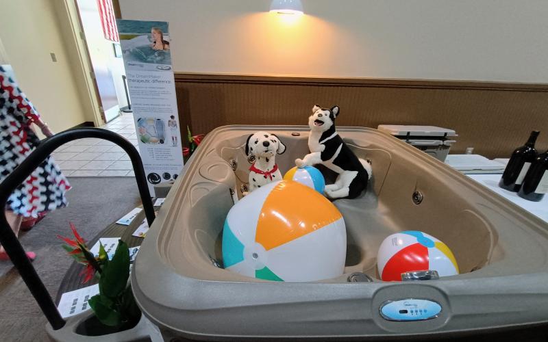 Megan Horn/The Clayton Tribune. Mountain Home Spas was a Top Dog sponsor during the Rabun Paws 4 Life Fur Ball. This hot tub was live auctioned during the event.