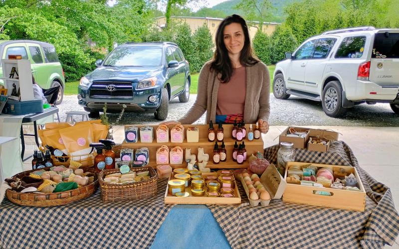Megan Horn/The Clayton Tribune. Nicole Kelley with Hatch Homestead creates all-natural products including soaps and laundry detergent. She attended Dinglerfest 2025 last weekend.