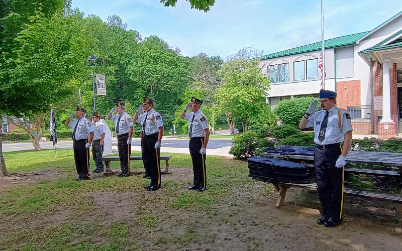 Megan Horn/The Clayton Tribune. The Honor Guard at Monday’s Memorial Day Ceremony consisted of veterans from DAV Ch. 15; American Legion Post 220; American Legion Post 84; VFW Post 4570 and VFW Post 7720.