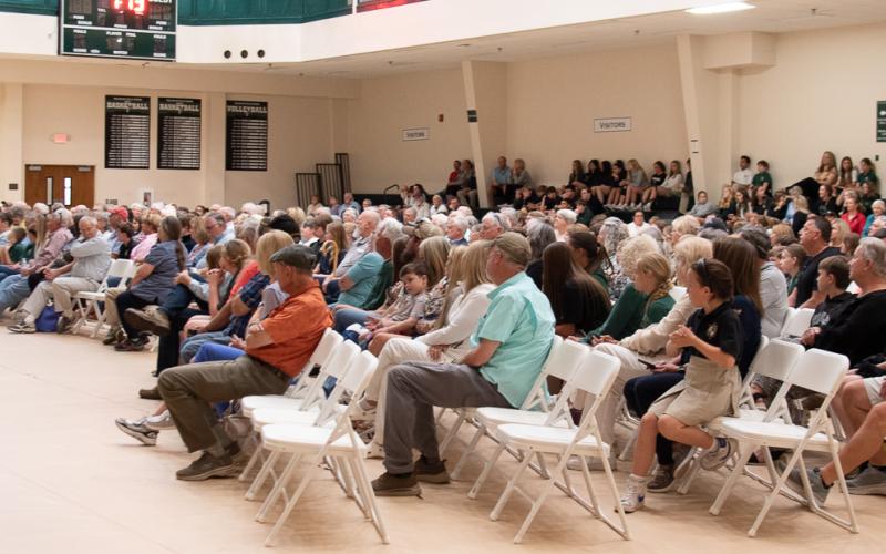 Photo courtesy TFS. President and Head of School Dr. Larry A. Peevy welcomes over 100 guests to Tallulah Falls School’s Grand Day.