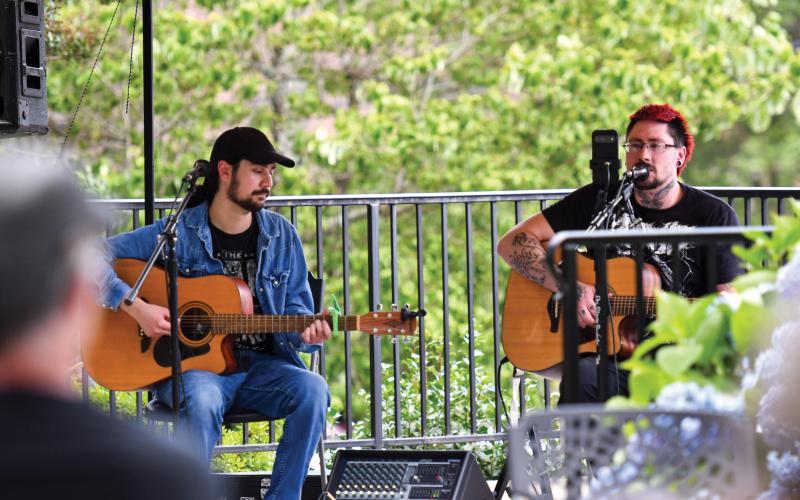 Wade Cheek/The Clayton Tribune. The musical duo of Adam and Joe rock the stage at The Rock House during Ramshackle 2025 on Saturday, June 7.