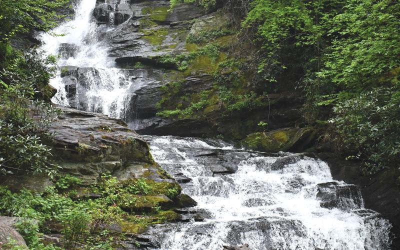 Enoch Autry/The Clayton Tribune. Mud Creek Falls in Sky Valley is one of the more than 30 named waterfalls in Rabun County, which has approximately 120 waterfalls in total.