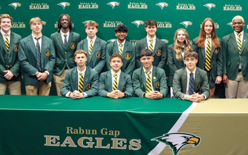 Courtesy of Rabun Gap-Nacoochee School. The Rabun Gap-Nacoochee School celebrated 13 student-athletes who signed to play their respective sports at the collegiate level.