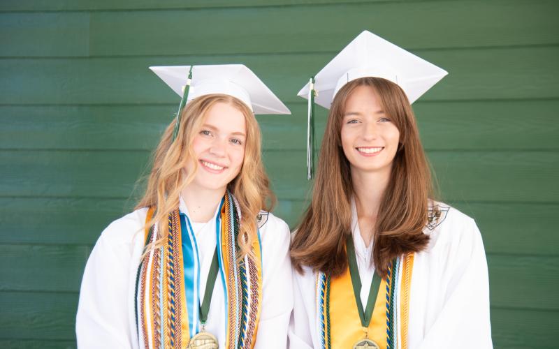 Photo courtesy of Tallulah Falls School. Salutatorian Marina Dumas and Valedictorian Katie Anderson shared words of wisdom and encouragement with their classmates at the Tallulah Falls School commencement ceremony on Thursday, May 22. Anderson will attend the Georgia Institute of Technology, and Dumas will attend the University of Georgia.